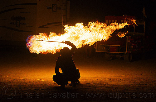 playing with fire, backlight, burning man at night, gas fire, gas torch, natural gas, propane, silhouette