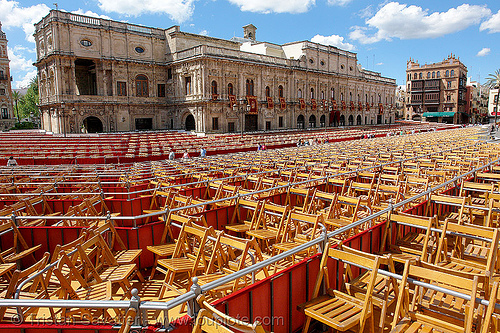 plaza de san francisco - sevilla, chairs, easter, plaza de san francisco, semana santa, sevilla