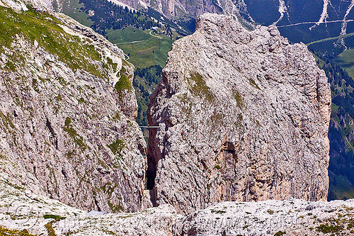 ponte tridentina - dolomites, alps, catwalk, chasm, cliff, climber, dolomites, dolomiti, ferrata tridentina, footbridge, mountain climbing, mountaineer, mountaineering, mountains, ponte tridentina, rock climbing, suspension bridge, vertical, via ferrata brigata tridentina