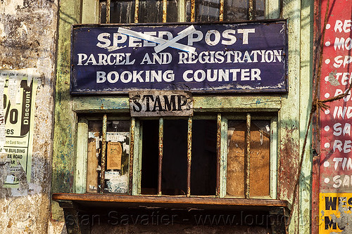 post office window - darjeeling (india), darjeeling, india, post office, sign, window