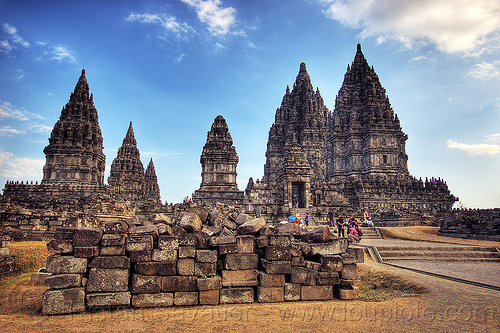 prambanan temple towers (java), archaeology, candi prambanan, hindu temple, hinduism, ruins, trimurti