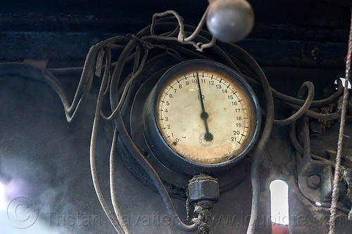 pressure gauge in steam locomotive (india), darjeeling himalayan railway, darjeeling toy train, india, narrow gauge, pressure gauge, railroad, steam engine, steam locomotive, steam train engine