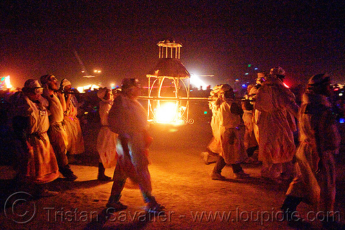 procession ceremonial flame - burning man 2009, burning man, fire, night of the burn, procession ceremonial flame