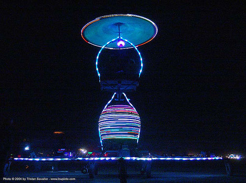 the quadrapus by gary stadler - burning man 2004, art installation, blue, burning man, gary stadler, glowing, led lights, night, quadrapus