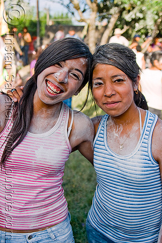 quechua girls at carnaval - carnival in jujuy capital (argentina), argentina, carnaval de la quebrada, girls, indigenous, jujuy capital, noroeste argentino, quechua, san salvador de jujuy, talk powder, women