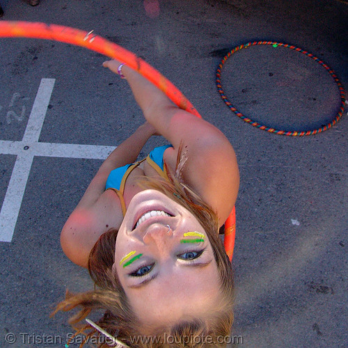 rachel with hula-hoop - burning man decompression, hula hoop, woman