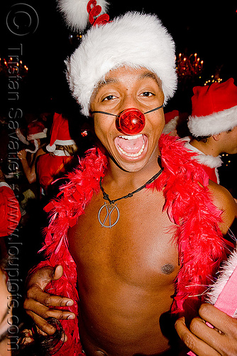 rachman - santacon 2009 - santa claus convention (san francisco), christmas, costume, man, red nose, santa claus, santacon, santarchy, santas, the triple crown