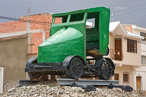 rail cycle draisine - monument - uyuni (bolivia), bolivia, cycle draisine, dolly, enfe, fca, monument, rail trolley, railroad speeder, railway, uyuni