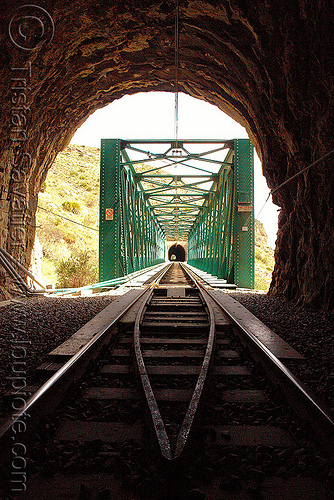 railroad tunnel and bridge, desfiladero de los gaitanes, el caminito del rey, el camino del rey, el chorro, rail bridge, railroad bridge, railway, safety rails, trespassing, truss bridge, tunnel, urbex