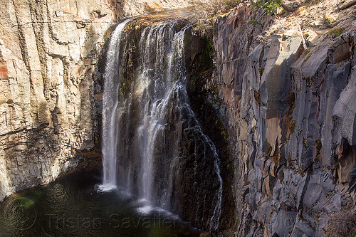 rainbow waterfall during the california drought - devil's postpile, california, eastern sierra, falls, landscape, river, waterfall