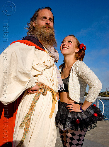 randal and catie - superhero street fair (san francisco), catie, islais creek promenade, man, randal smith, superhero street fair, woman