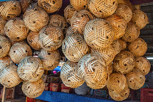 rattan balls for playing sepak takraw, bolu market, pasar bolu, rantepao, tana toraja