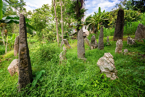 recently erected toraja megalith memorial stones (menhirs) in bori kalimbuang, bori kalimbuang, megaliths, memorial stones, menhirs, simbuang batu, tana toraja