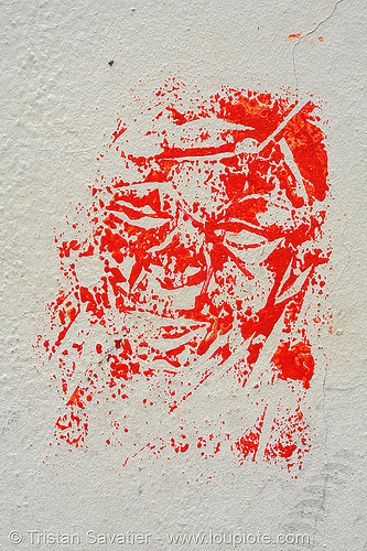 red block-print graffiti, block, blockprint, graffiti, paris, print, red, street art, white