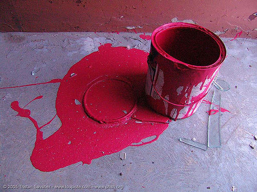 red paint can - abandoned hospital (presidio, san francisco), abandoned building, abandoned hospital, graffiti, paint, presidio hospital, presidio landmark apartments, red, trespassing