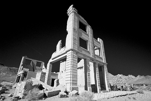 rhyolite ghost town, bank, building, death valley, rhyolite ghost town, ruins