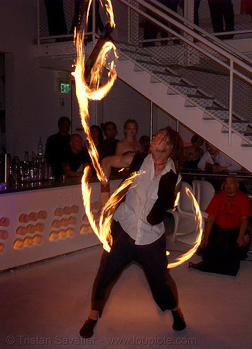 ro spinning fire staffs (san francisco) - fire dancer, double staff, fire dancer, fire dancing, fire performer, fire spinning, fire staffs, fire staves, night, spinning fire