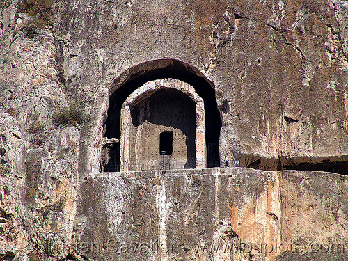 rock-tomb of a pontic king (amasya), amaseia, amasya, archaeology, cliff, harşena, man, mountain, pontic tombs, pontus, rock cut, rock tombs, rock-tomb, vertical