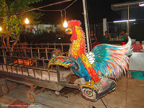 rooster shop sign - thailand, chicken, cockbird, painted, rooster, sign, thailand