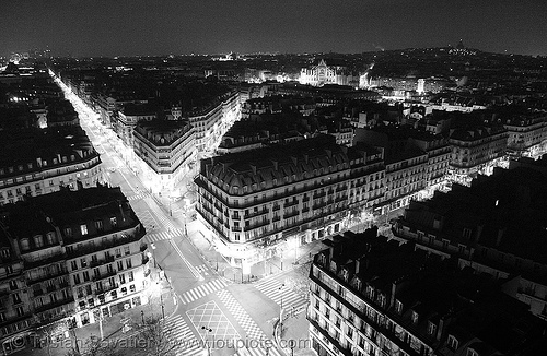 rue de rivoli (paris), aerial photo, city, cityscape, night, skyline, tour saint-jacques, trespassing