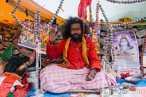 sadhu (hindu holy man) sitting at his camp - amarnath yatra (pilgrimage) - kashmir, amarnath yatra, baba, hindu holy man, hindu pilgrimage, hinduism, kashmir, pilgrim, sadhu, shiva