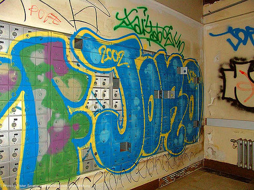 safe-boxes - mailboxes - graffiti - abandoned hospital (presidio, san francisco), abandoned building, abandoned hospital, graffiti, presidio hospital, presidio landmark apartments, trespassing