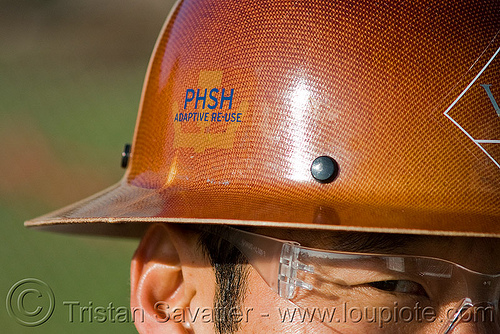 safety helmet - phsh adaptive re-use - building demolition - phsh - abandoned hospital (presidio, san francisco), building demolition, helmet, phsh adaptive re-use, presidio hospital, presidio landmark apartments, safety glasses