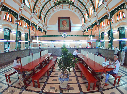 saigon's central post office - gustave eiffel - vietnam, fisheye, gustave eiffel, ho chi minh city, post office, saigon