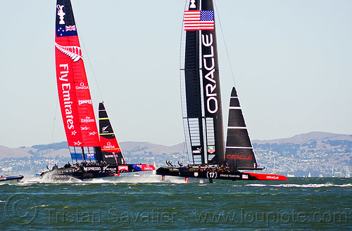 sailing hydrofoil catamarans, ac72, advertising, america's cup, bay, boats, emirates team new zealand, fast, foiling, hydrofoil catamarans, hydrofoiling, ocean, oracle team usa, race, racing, sailboat, sailing hydrofoils, sea, ships, speed, sponsors