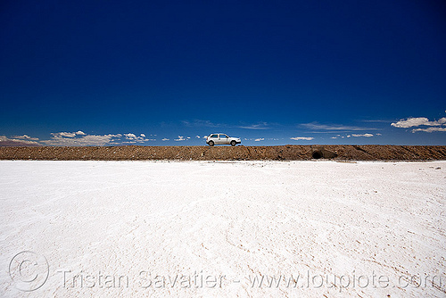 salt lake - salinas grandes - salar (argentina), argentina, blue sky, car, halite, horizon, jujuy, landscape, noroeste argentino, road, rock salt, salar, salinas grandes, salt bed, salt flats, salt lake, white