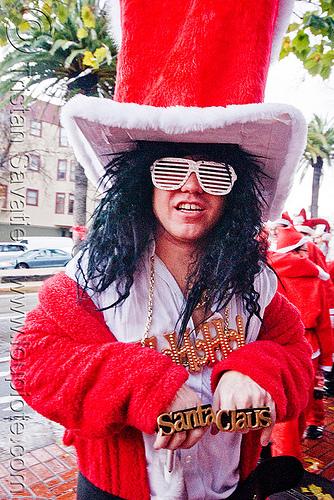 santa pimp - santacon 2009 - santa claus convention (san francisco), christmas, costume, man, red, santa claus, santa pimp, santacon, santarchy, santas, the triple crown