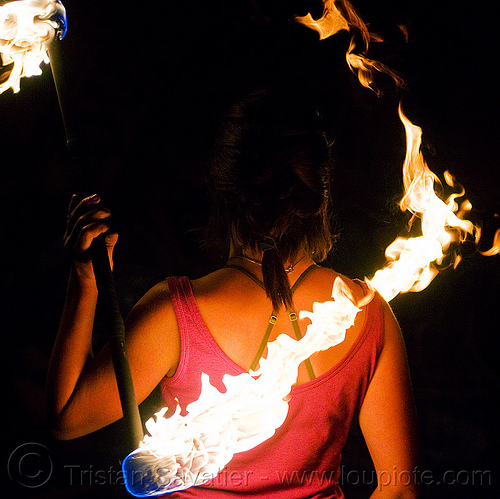 savanna spinning fire staffs, double staff, fire dancer, fire dancing, fire performer, fire spinning, fire staffs, fire staves, night, savanna, spinning fire, woman