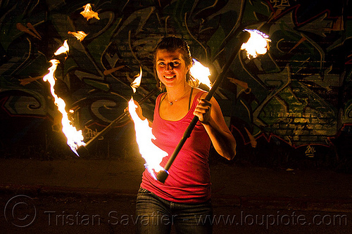 savanna spinning fire staffs, double staff, fire dancer, fire dancing, fire performer, fire spinning, fire staffs, fire staves, graffiti, night, savanna, spinning fire, woman