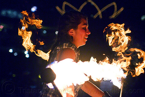 savanna spinning fire staffs, double staff, fire dancer, fire dancing, fire performer, fire spinning, fire staffs, fire staves, night, savanna, spinning fire, woman