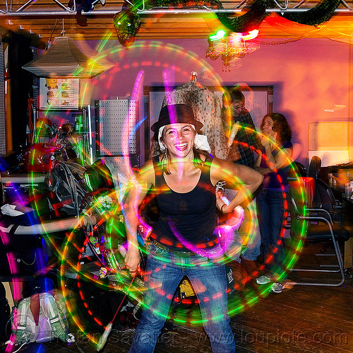 savanna spinning led poi, glow poi, hat, led poi, light trails, savanna, woman