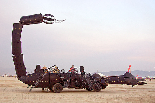 scorpion art car - burning man 2013, burning man, mutant vehicles, scorpion art car