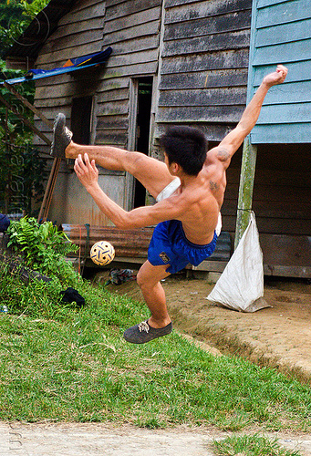 sepak takraw player, ball game, borneo, gunung mulu national park, kick volleyball, malaysia, man, panan, penan people, player, playing, rattan ball, sepak raga, sepak takraw, sport