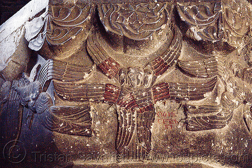 seraphim angels low-relief carving - oshki monastery (turkey country), angels, byzantine, georgian church ruins, low-relief, orthodox christian, oshki monastery, seraph, seraphim angel, öşk, öşkvank