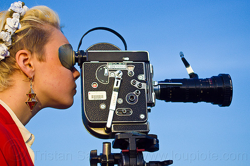 shooting a movie with a bolex 16mm film camera, 16mm camera, blonde, bolex, camera operator, film camera, film making, hannah, motion picture camera, movie camera, woman