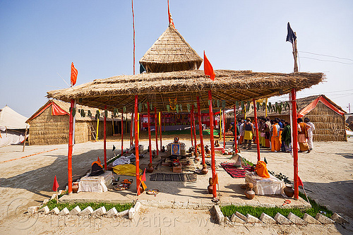 shrines in an ashram at kumbh mela 2013 (india), altars, ashram, hindu pilgrimage, hindu shrine, hinduism, india, maha kumbh mela, shrines