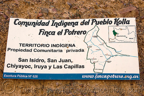 sign showing the indigenous communities near iruya (argentina), argentina, communities, hiking, indigenous, iruya, noroeste argentino, quebrada de humahuaca, quechua, sign, trekking, villages