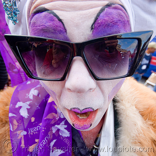 sisters of perpetual indulgence - sister zsa zsa glamour, drag, makeup, man, purple, sister zsa zsa glamour, sunglasses