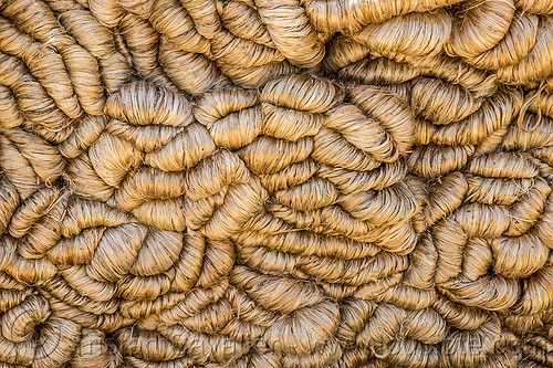 skeins of hemp rope (india), heap, hemp, pattern, ropes, skeins, west bengal