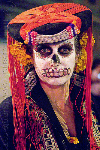 skull makeup, dia de los muertos, halloween, san francisco | Stock ...