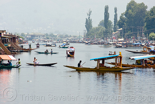 small boats on the lake - srinagar - kashmir, kashmir, lake, river boats, rowing boats, small boats, srinagar, taxi-boats, سِرېنَگَر, شرینگر, श्रीनगर