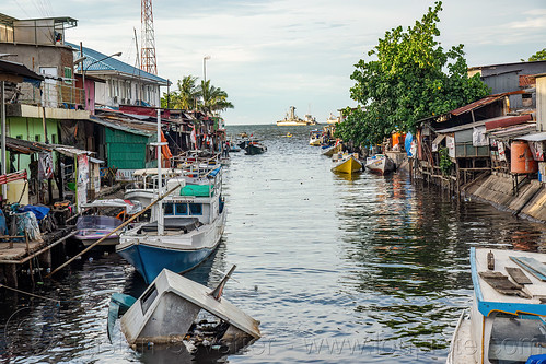 small fishing boats on pannampu canal in makassar (indonesia), makassar