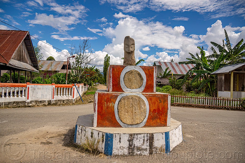 small monolith on road circle - bada valley, bada valley megalith, monolith, stone statue