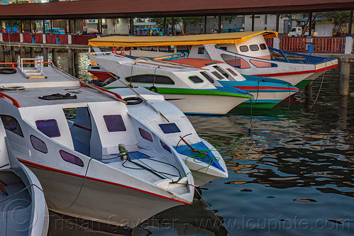 small tourist boats in manado harbor, boats, harbor, manado, mooring
