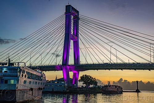 soekarno suspension bridge - manado, harbor, manado bridge, ships, soekarno bridge, soekarno suspension bridge