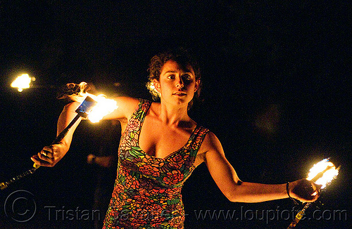 spinning fire nunchaku, fire dancer, fire dancing, fire nunchaku, fire performer, fire spinning, night, sarah, woman